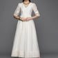Ahalyaa Women's Off white Chanderi Gold Pasted Dress | Swadesiicart
