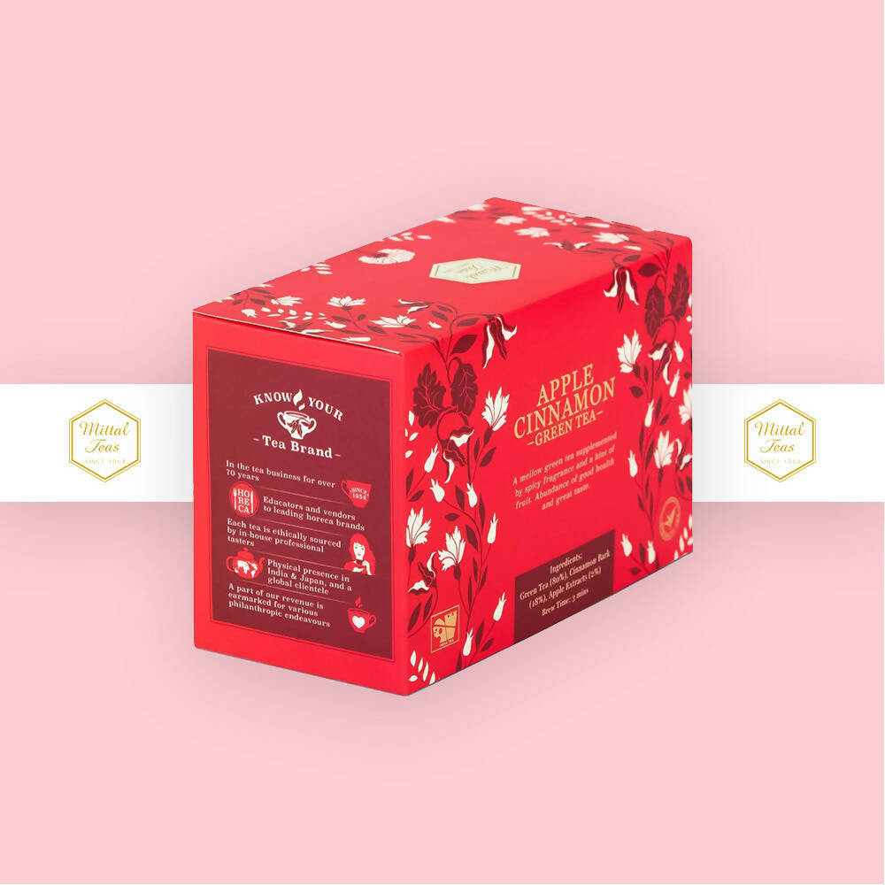 Mittal Teas Apple Cinnamon Green Tea - Eco Friendly Bags - Swadesiicart