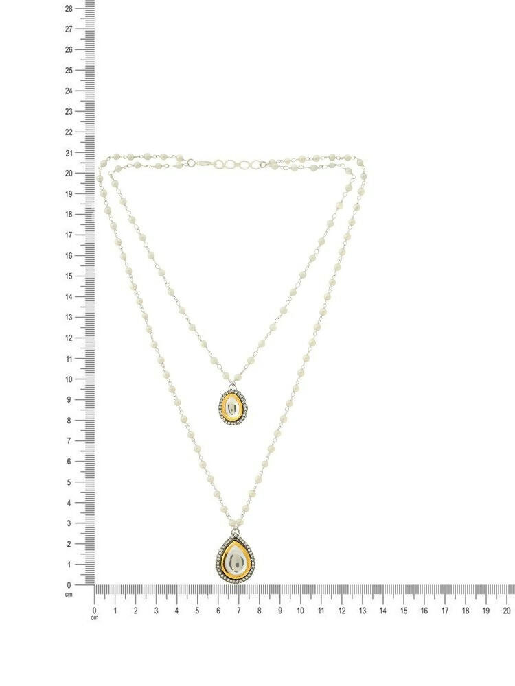 Beaded Chain with Kundan Drop necklace ru raang - Ruby Raang | Swadesiicart