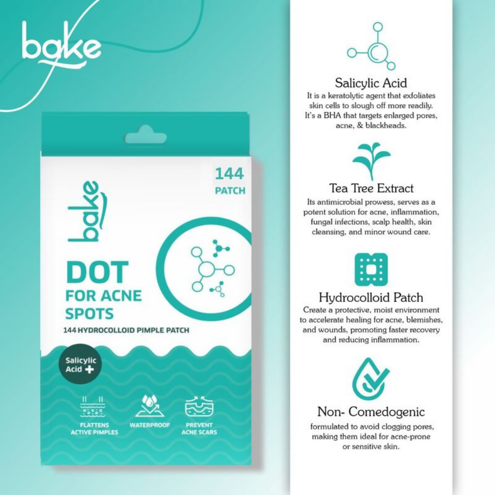 Bake 2% Salicylic Acid Pimple Patches (144 Dots) | Swadesiicart