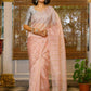 Vamsee Vijaytara Peach Organza Saree - Swadesiicart