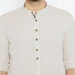 Even Apparels Beige Linen Linen Men's Kurta With Band Collar | Swadesiicart