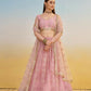 Aastha Fashion Pink Butterfly Net Tone To Tone Cotton Thread Work And Sequence Work Embroidery Wedding Wear Lehenga Choli