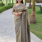 Vishnu Weaves Women's Chiku Handloom Raw Silk Woven Border Saree with Unstitched Blouse - Swadesiicart