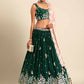 House of Panchhi Green Georgette Sequins and thread embroidery Lehenga choli & Dupatta | Swadesiicart