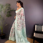 Joban Fashion Sky Blue Floral Motifs Banarasi Silk Sarees | Swadesiicart