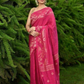 Exclusive Collection Pink Beautiful Linen Jamdani Saree - Swadesiicart