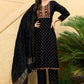 Jyoti Fashion Women's Black 14KG Rayon Foil Print with Embroidery Kurta Set | Swadesiicart