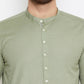 Even Apparels Green Color Men's Pure Cotton Kurta With Band Collar | Swadesiicart