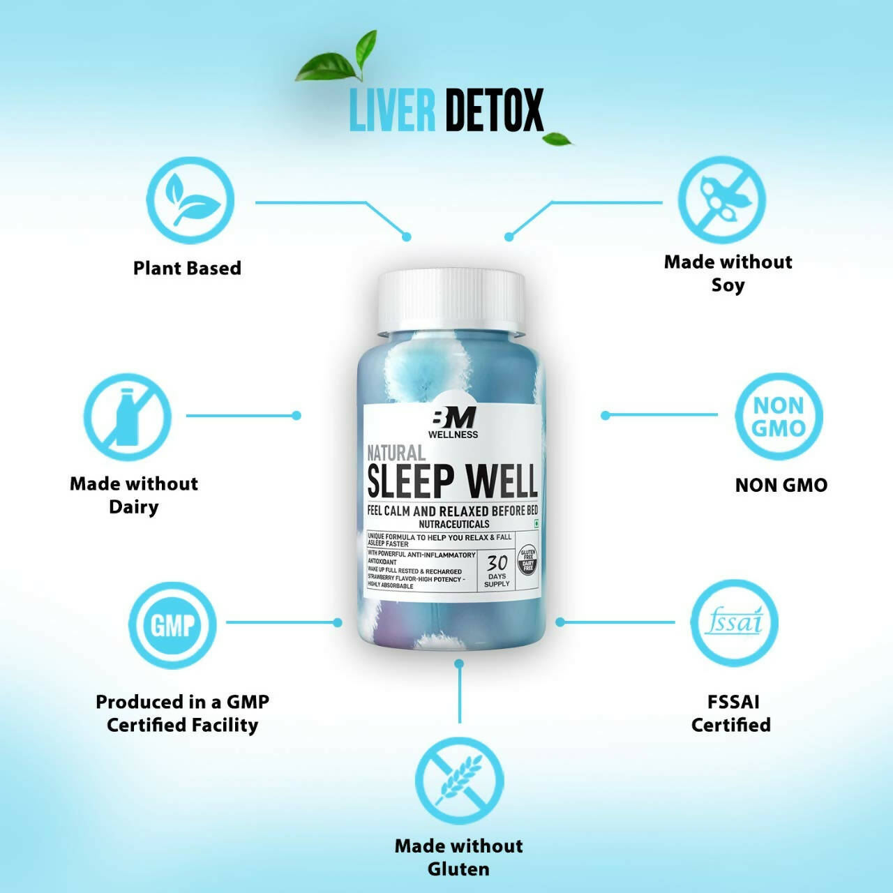 BM Wellness Natural Sleep Well Tablets (800mg) | Swadesiicart