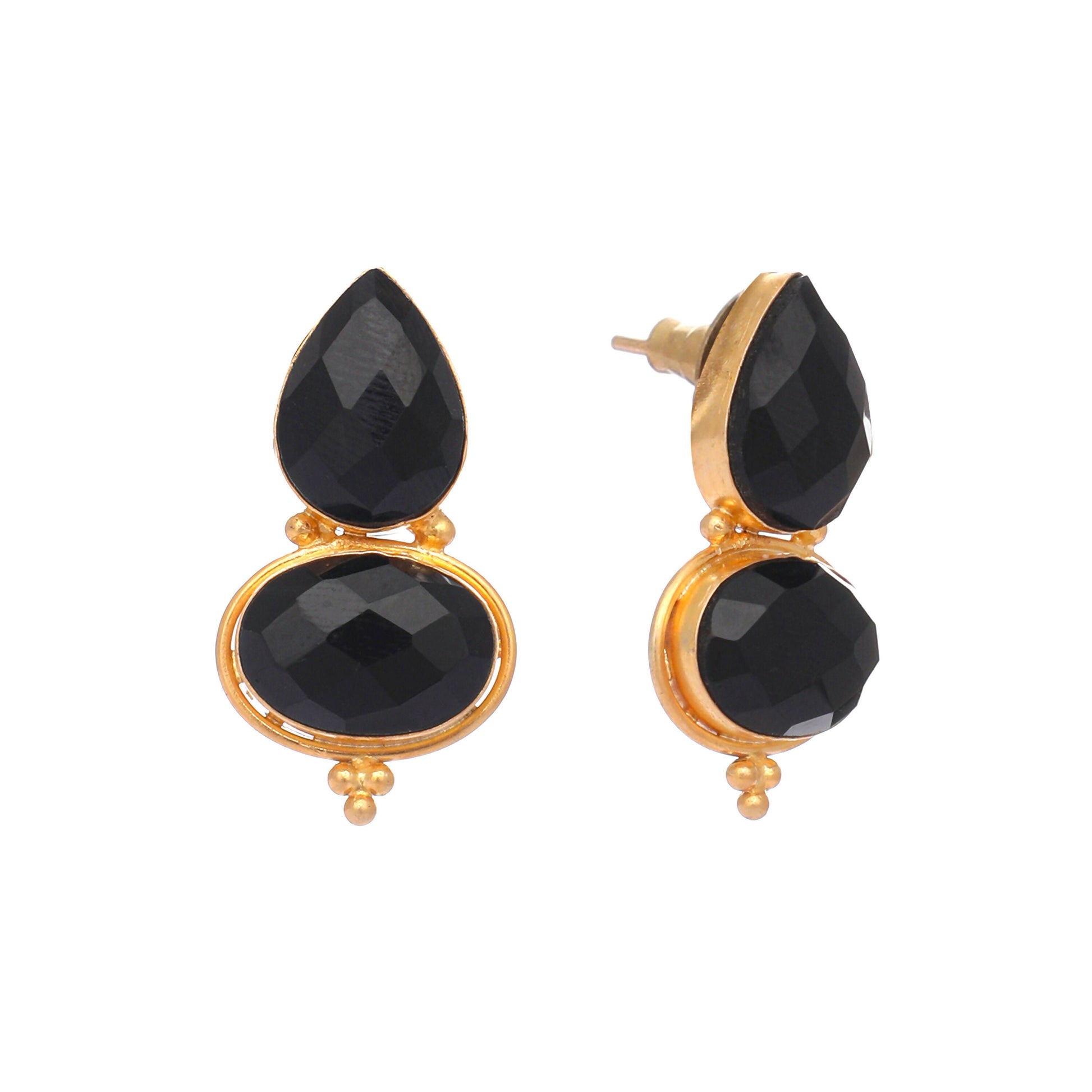 Nuyug 22K Gold Plated Black Embrace Earrings | Swadesiicart