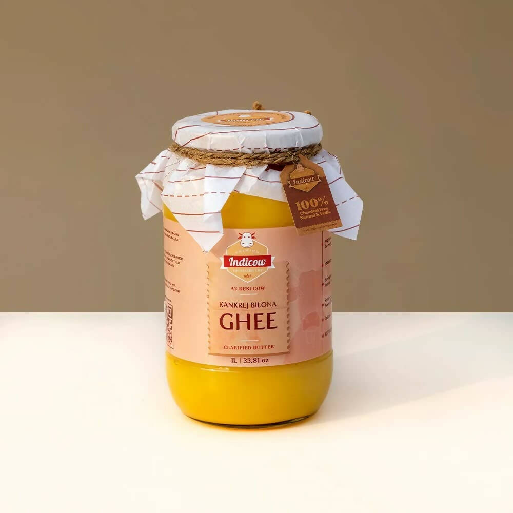 Indicow Foods Kankrej Bilona A2 Cow Ghee | 100% Desi Cow Ghee | Premium A2 Desi Ghee | Cultured Cow Pure Ghee - Swadesiicart