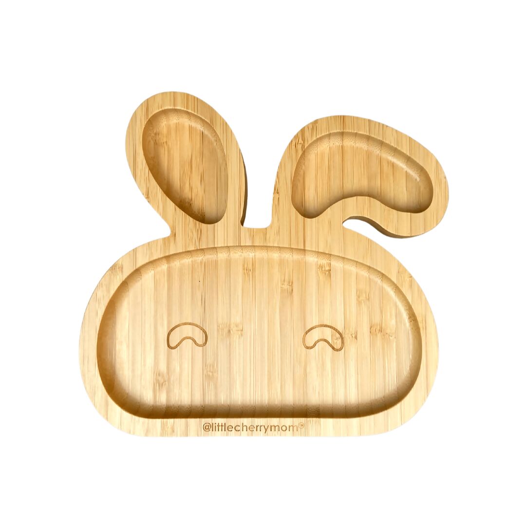 Littlecherrymom Bunny Bamboo Suction Plate (With Fork And Spoon) | Swadesiicart