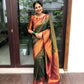DEIANA'S Beautiful Designer Golden zari Soft Lichi Silk Saree - B Green - Swadesiicart