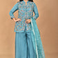 Morchari Women And Hand Embroidery Palazzo Set-Green - Swadesiicart