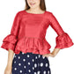 Aastha Fashion Women's Gajri Art Silk Bell Sleeves attire with Poly Cotton Lining Blouse