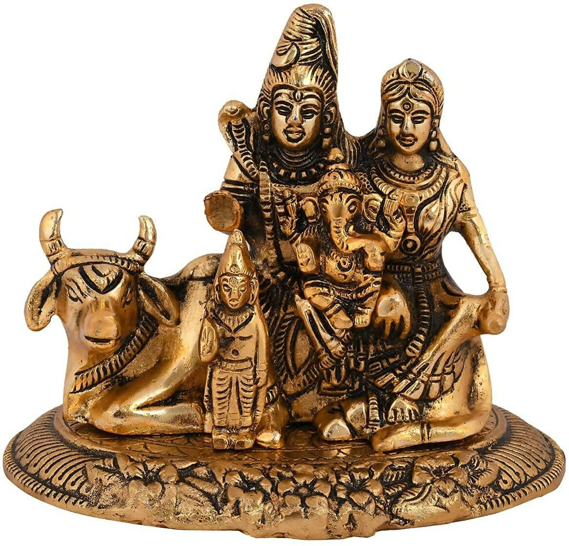 Collectible India Handcrafted Shiva Parvati Ganesh Idol - Swadesiicart
