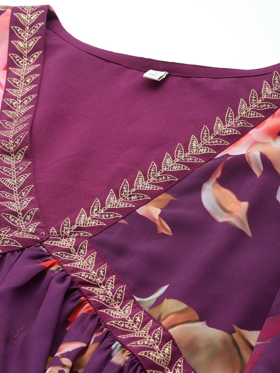 Ahalyaa Women's Traditional Wear Co-ords - Purple - Swadesiicart