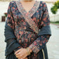 Vaasva Black Chinon Floral Embroidered Angrakha, Pant & Dupatta set | Swadesiicart