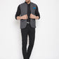 Even Apparels Grey Merino Men's Nehru Jacket-Contrast Lining-Free Pocket Square PW691 | Swadesiicart