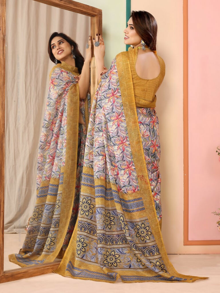 Partywear Designer Mustard Kota Doriya Fancy Saree - Dyuti | Swadesiicart
