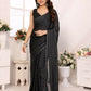 Designer Partywear Black & Grey Georgette Fancy Saree - Satrangi | Swadesiicart