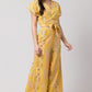 PAVONINE Mustard Color Printed Crop Top And Flared Palazzo Set For Girls & Women - Swadesiicart