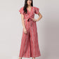 PAVONINE Peach Color Printed Crop Top And Flared Palazzo Set For Girls & Women - Swadesiicart