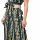 PAVONINE Bottle Green Color Printed Crop Top And Flared Palazzo Set For Girls & Women - Swadesiicart