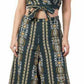 PAVONINE Bottle Green Color Printed Crop Top And Flared Palazzo Set For Girls & Women - Swadesiicart