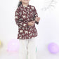 Breathables Kids Cotton Night Suit – Wine Animal Print Kurta & Pyjama Co-Ord Set For Boys & Girls