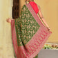 Joban Fashion Green Crepe Chiffon Pure Handloom Banarasi Silk Saree | Swadesiicart