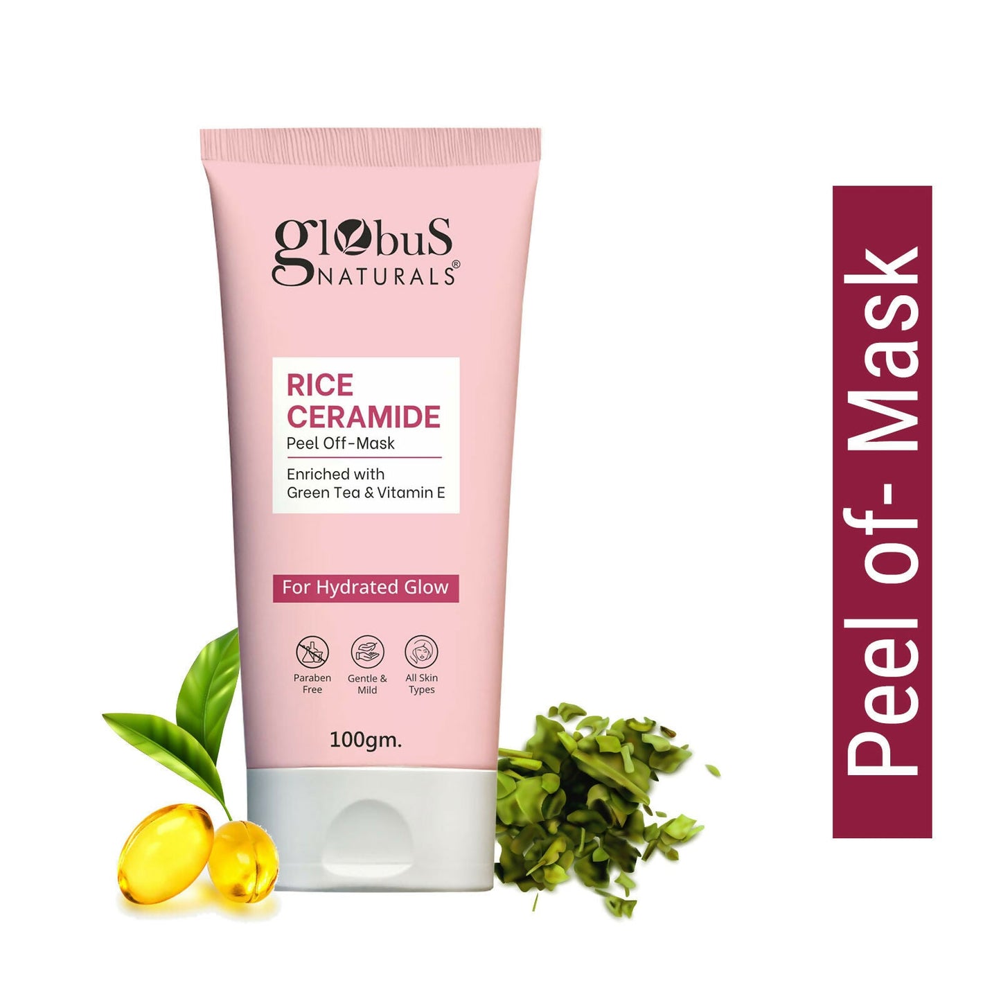 Globus Naturals Rice Ceramide Peel Off Mask, For Hydrated Glow Skin | Swadesiicart
