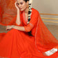 Pomcha Jaipur Orange Saadgi Orange Mirror Work Anarkali Set | Swadesiicart