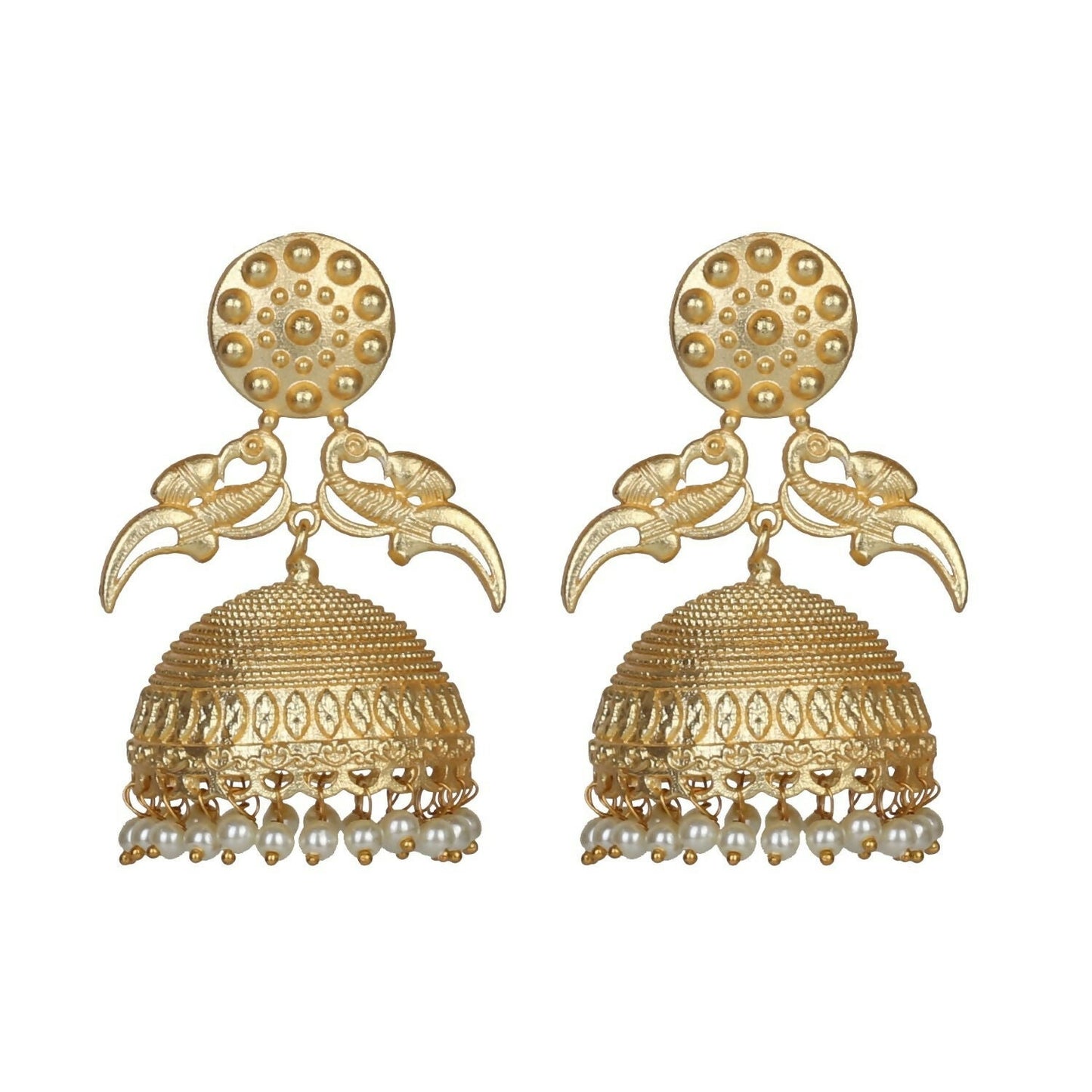 Joban Fashion Women Matte Gold Brass Jhumka | Swadesiicart