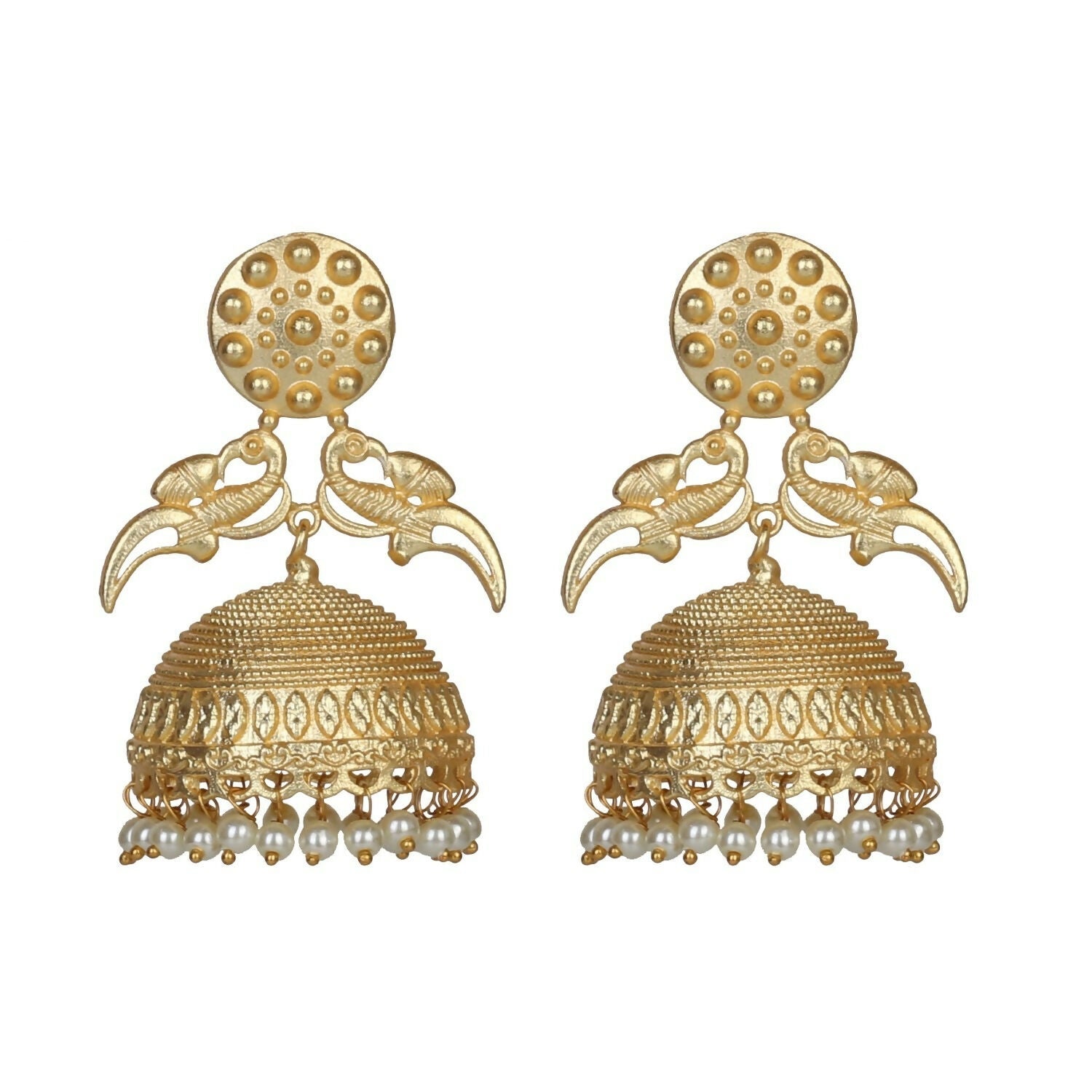 Joban Fashion Women Matte Gold Brass Jhumka | Swadesiicart