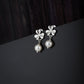 Premium Jewellery - Silver Toned Cz Studded Rhodium - Plated Teardrop Shaped Handcrafted Drop Earrings - Wahe Jewels - Swadesiicart