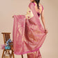 Astita Banarasi Silk Cream & Magenta Saree | Swadesiicart