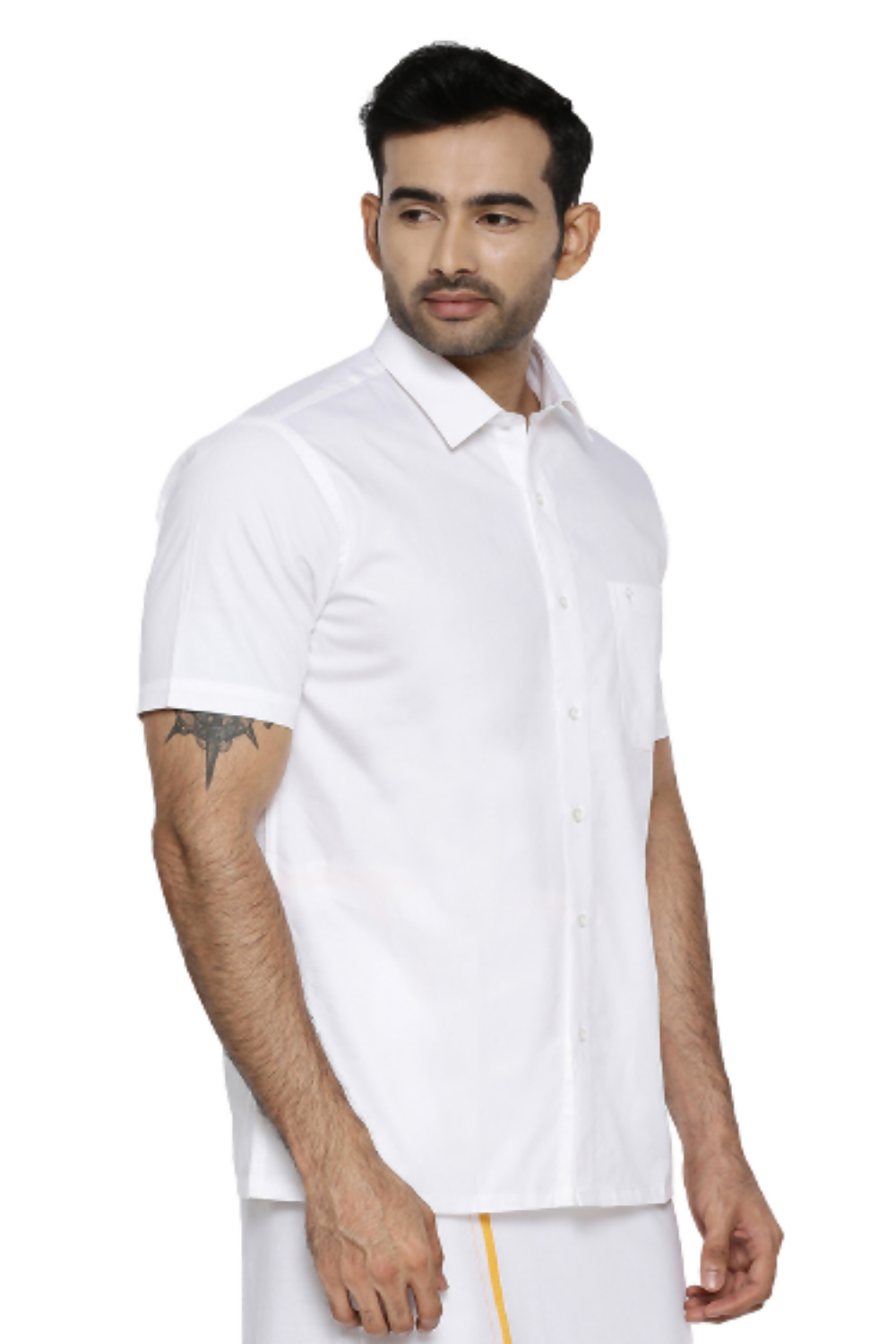 Ramraj Cotton Mens Half Sleeve Formal 100 % Cotton White Shirt | Swadesiicart