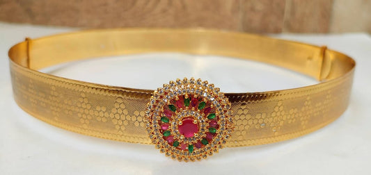 Adjustable Waist Belt/ Vaddanam/ Kamarband With Multicolor Pendant | Swadesiicart