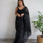 Vamsee Vika 9Mm Black Organza Saree - Swadesiicart