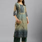 Blue Chinon Digital Printed With Hand Work Kurta - Himanshi - Swadesiicart