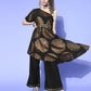 Ahalyaa Women Black Colour Crepe Printed Top Palazzo Set | Swadesiicart