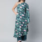 Ahalyaa Women Green Crepe Floral Printed Kurta with Palazzo Set | Swadesiicart