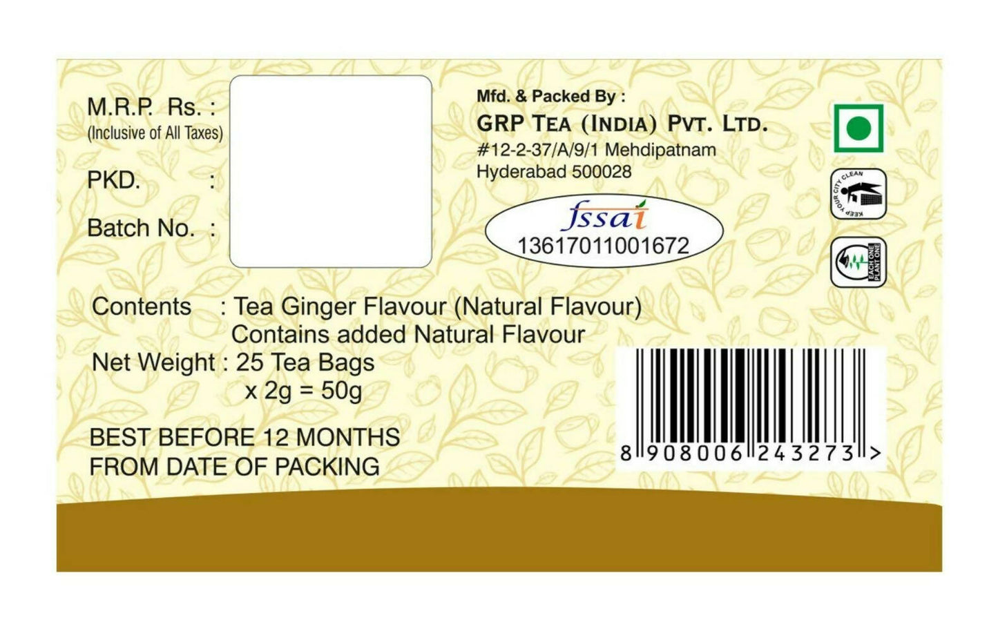 Tanza Tea Ginger Tea Bags - Swadesiicart
