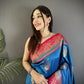 Joban Fashion Royal Blue Banarasi Soft Silk Peacock Butta Work Saree | Swadesiicart