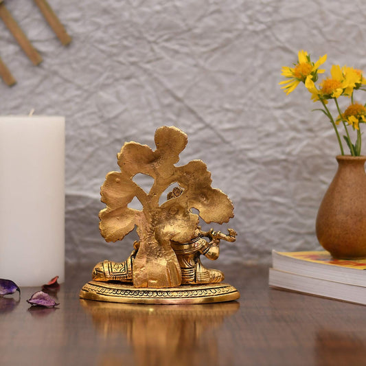 Collectible India Metal Krishna Idols with Cow - Swadesiicart