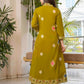 Jaimini Women Cotton Printed V-Neck 3/4 Sleeves Calf Length Flared Kurta Pant And Dupatta Set