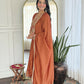 The52 Rust Women's Gorgeous Embroidered Vichitra Silk Fabric Flared Kurta, Pant and Dupatta Set - Swadesiicart