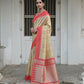 Vishnu Weaves Women's Chiku Raw Silk Saree with Blouse - Swadesiicart